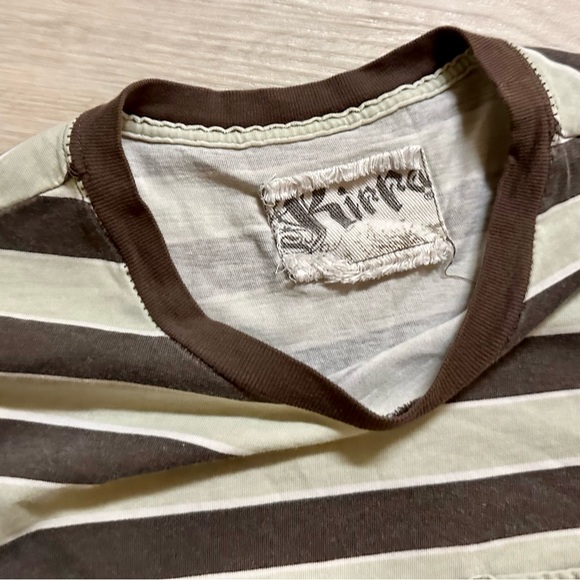 Men's Striped Pocket T-shirt | Brown/Light Stripes | Size Small Casual Comfort - Picture 4 of 8